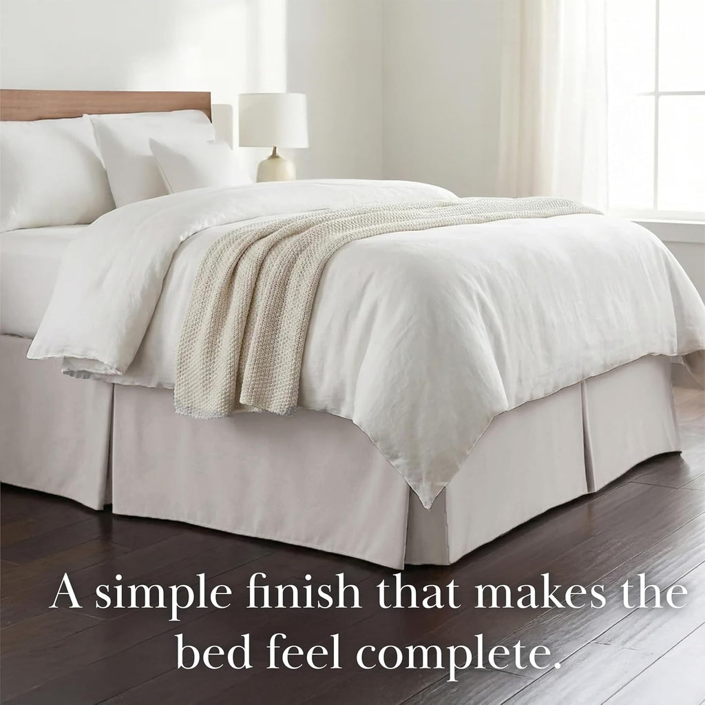 Hotel Quality King Bed Skirt 14 Inch Drop, Pleated Dust Ruffle for King Size Bed - Platform Cover, Split Corners