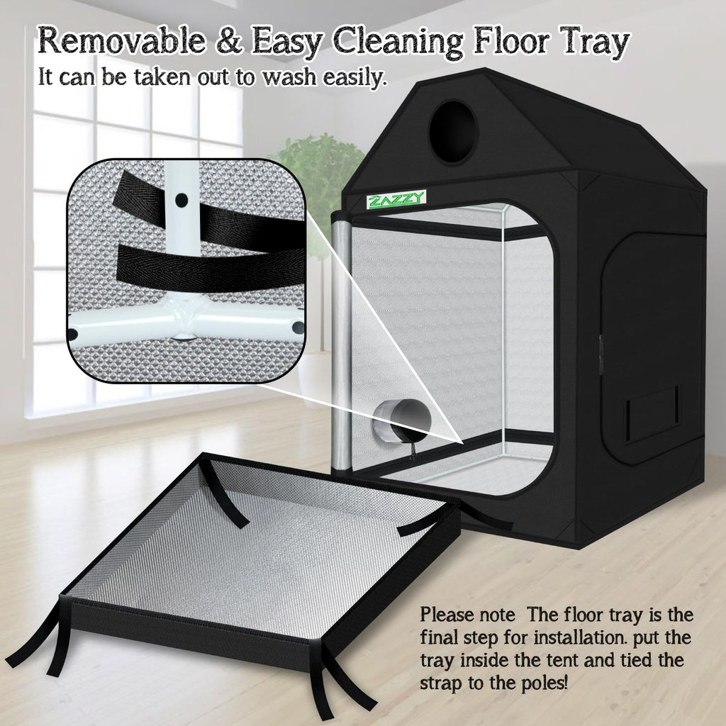 Grow Tent 60"x60"x72" Roof Cube Plant Grow Tents with Observation Window and Removable Floor Tray for Indoor Plant
