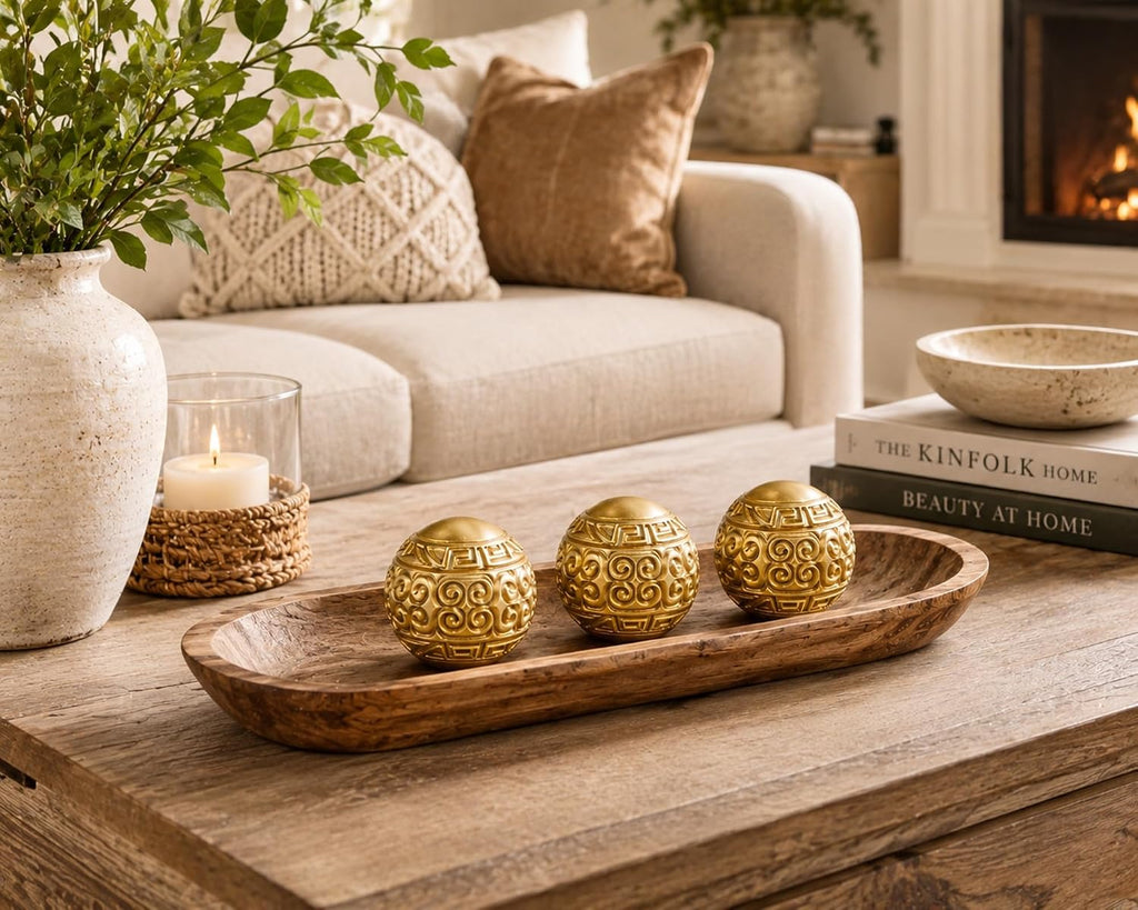 3 inch Matte Golden Decorative Balls for Bowl Filler - Set of 3