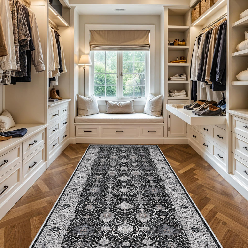 4x10 Washable Hallway Runner Rug: Oriental 10ft Extra Wide Ultra Soft Runners Bedroom Stain Resistant Low Pile Carpet