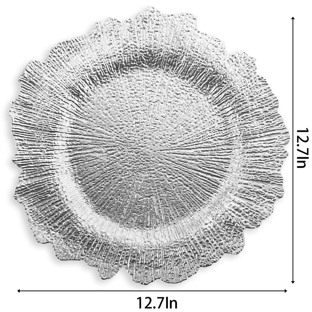 12 Pack Charger Plates, 12.7" Round Plastic Reef Plate Chargers with Flora Reef Design for Wedding Dinner Party