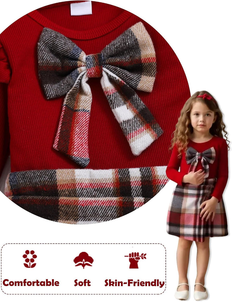 Toddler Baby Girl Clothes Fall Winter Outfits Ruffle Top Dress Pretty Hat Overall Skirt Set