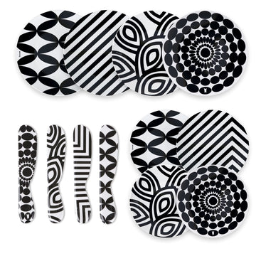 12-Piece Dinnerware Set Black & White