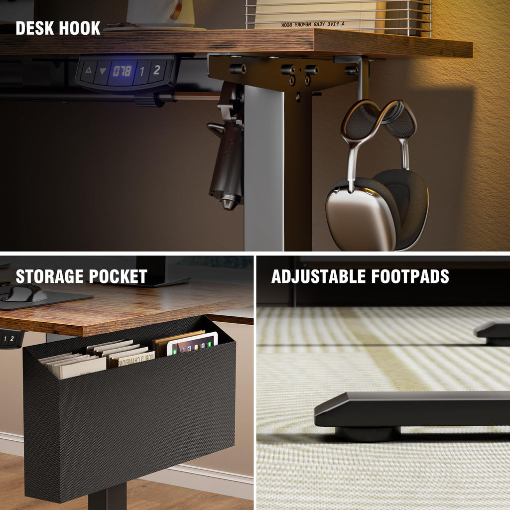 63" L Shaped Standing Desk Height Adjustable Memory Presets