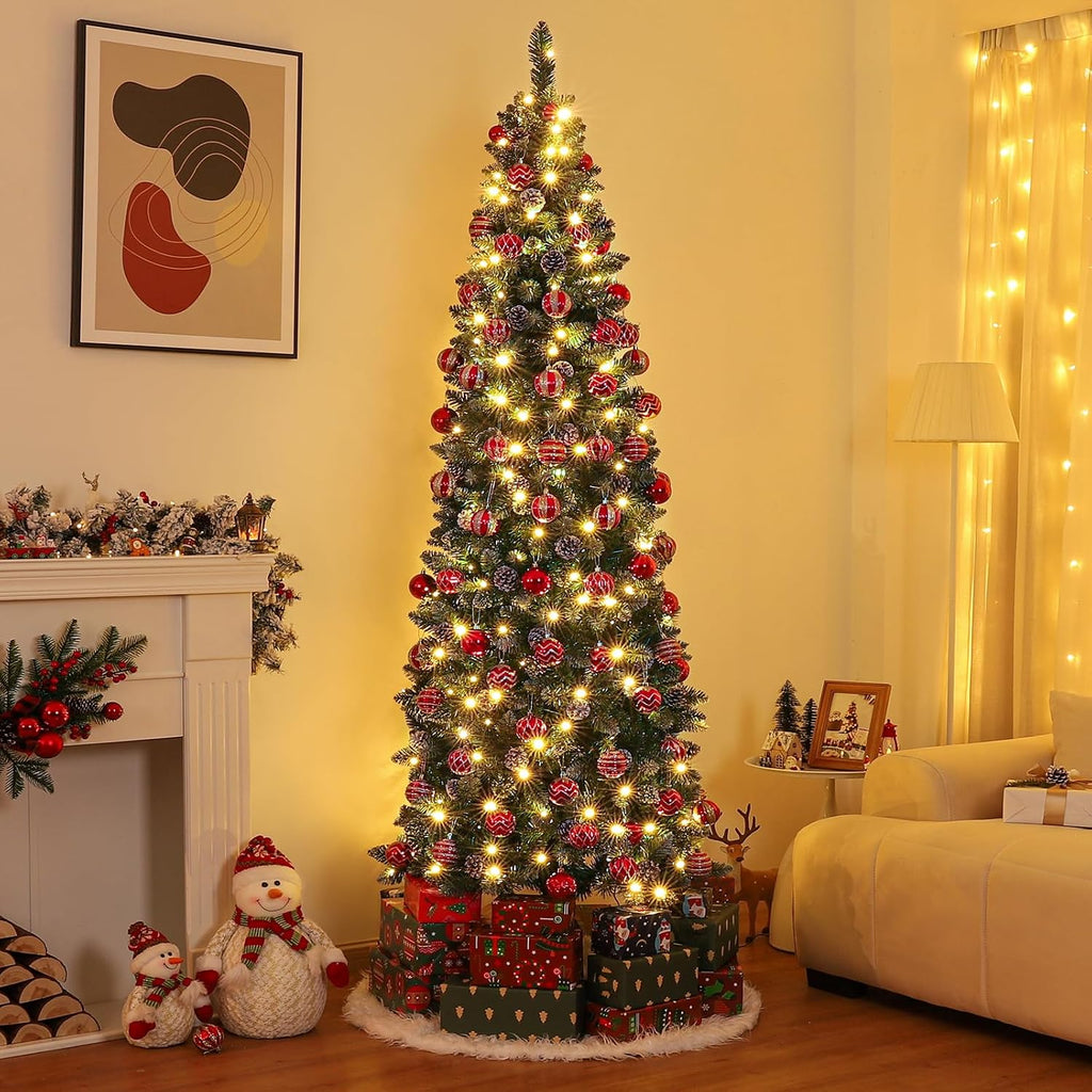 Pre-Lit Pencil Christmas Tree: 210 Warm White Light