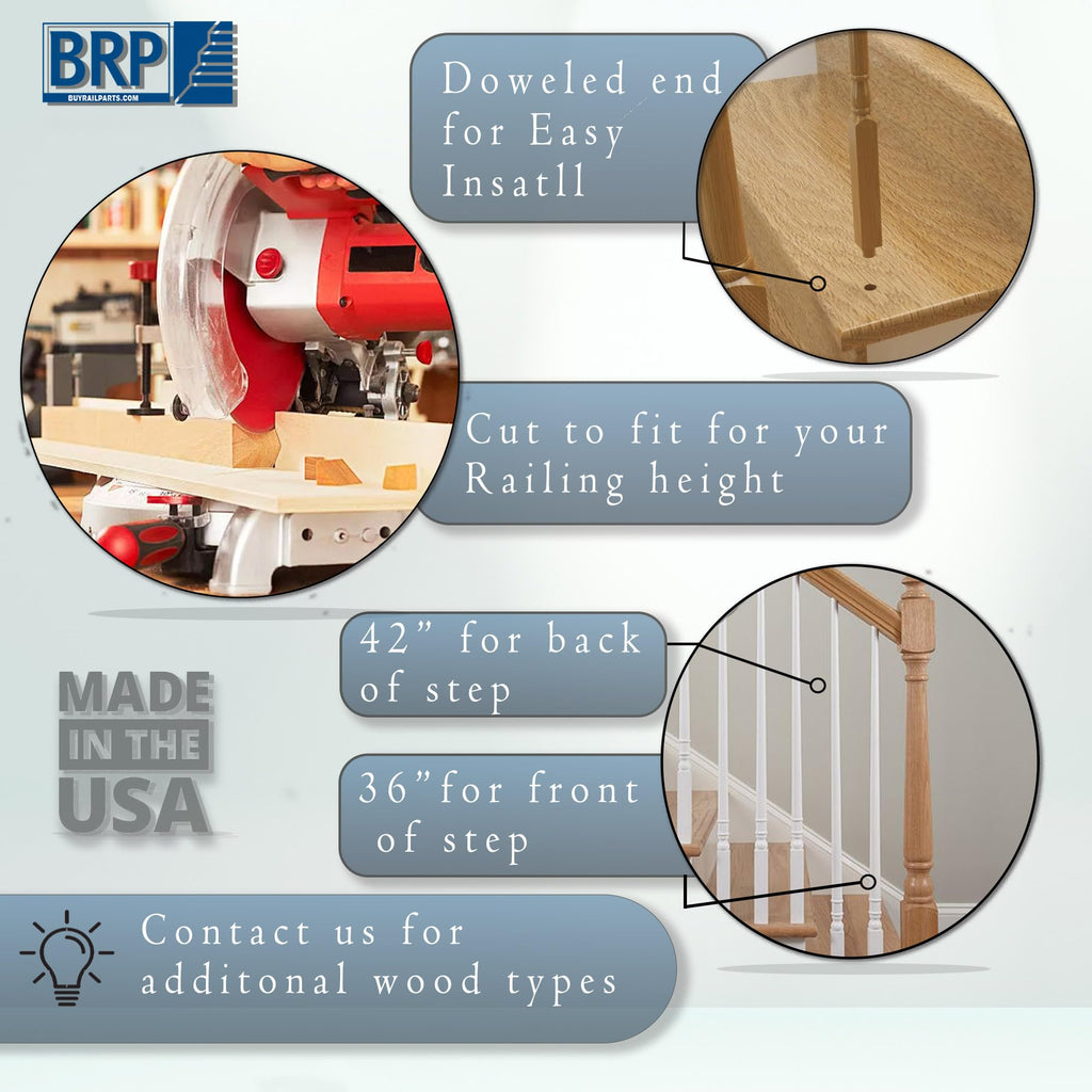 Wooden 1.25" Colonial Style Tapered Stair Baluster Primed (10, Poplar, 36")