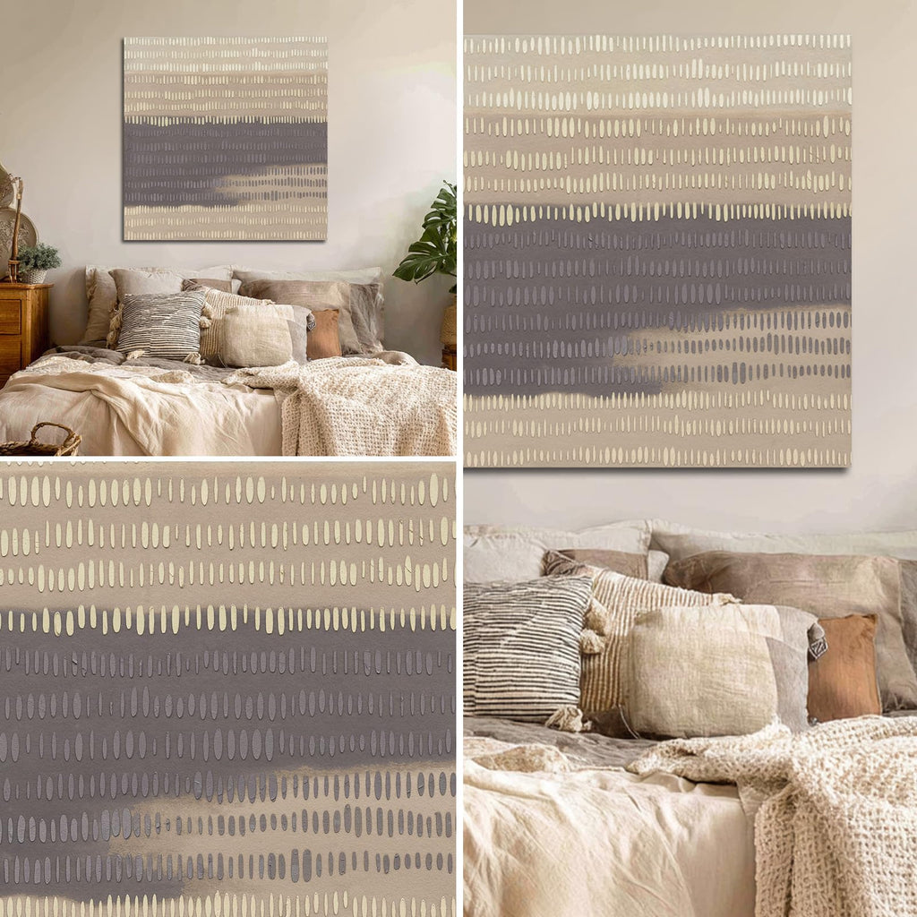 Beige Gray Hand-Painted Abstract Wall Art 40x40 Inch