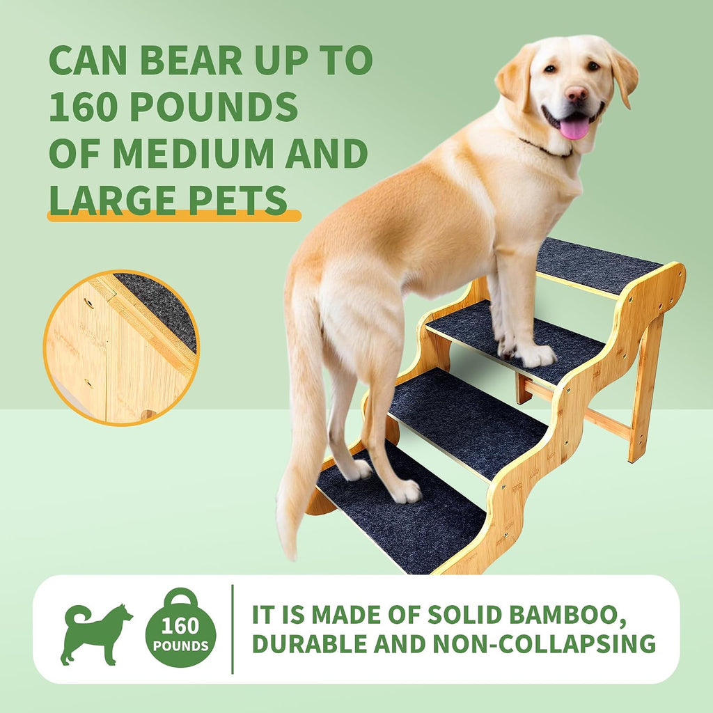 Dog Stairs for Large & Older Dogs, 4-Steps, 20" High, Supports Up to 160 LB