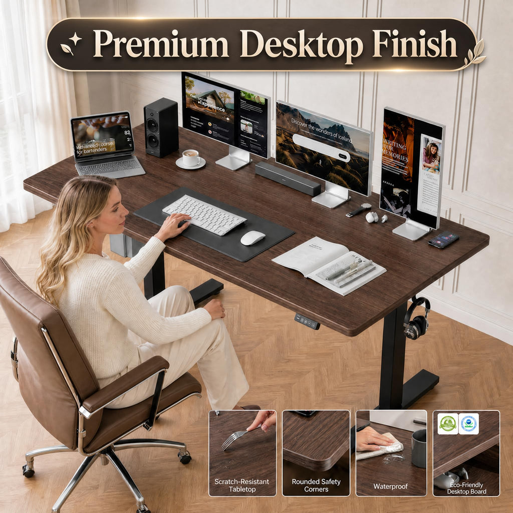 47x32 Large Electric Standing Desk, Height Adjustable Computer Desk with 2 Memory Presets, 31.5" Deep Desktop Sit