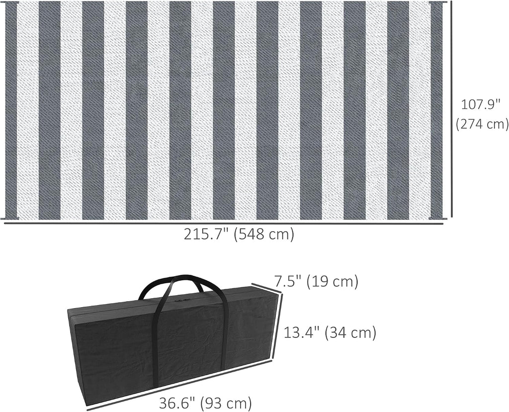 Reversible Outdoor Rug, Gray & White Striped