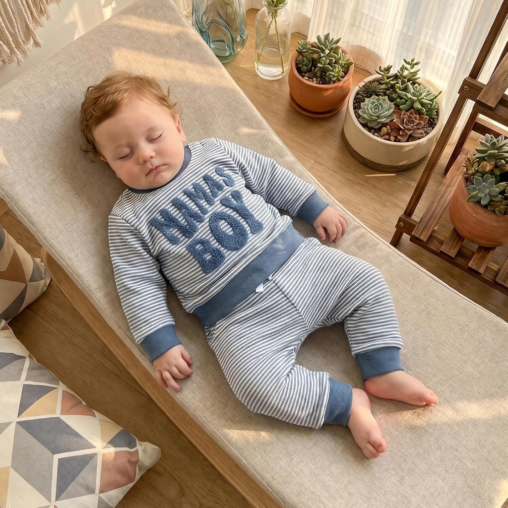 Toddler Baby Boy Fall Winter Clothes Waffle Sweatshirt + Pants Sets