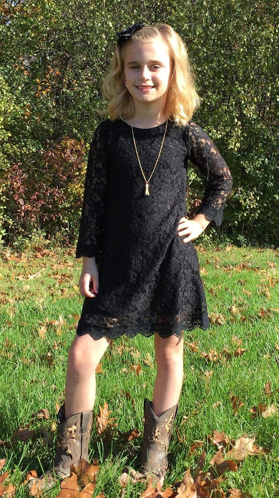 Flower Girl Dress, Lace Dress 3/4 Sleeve Dress