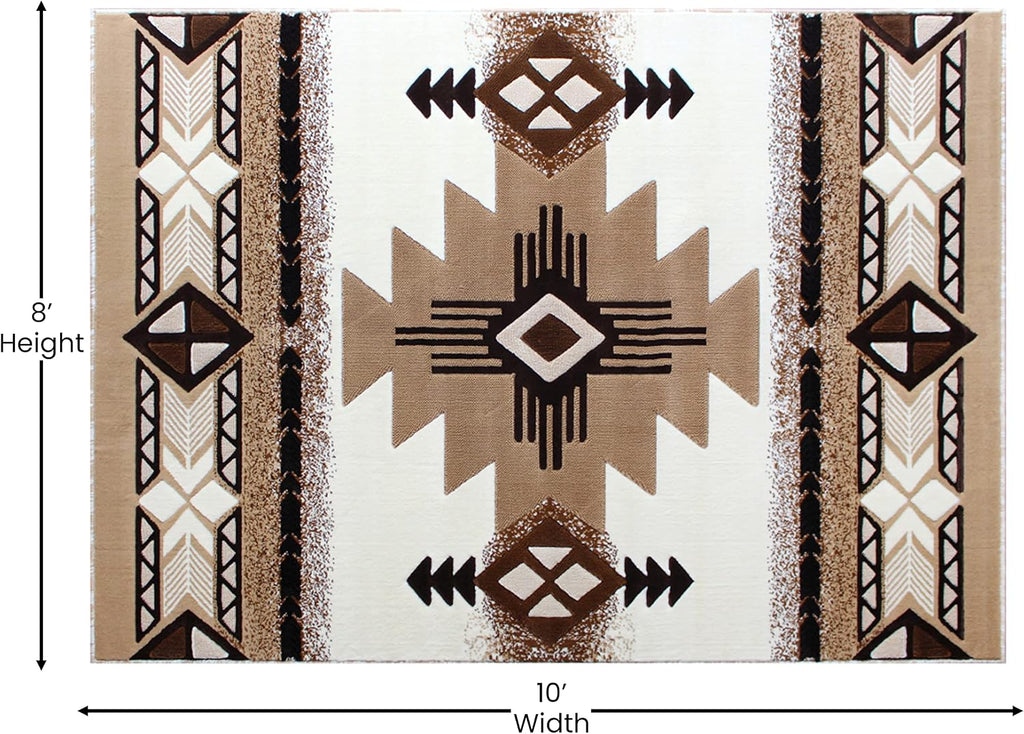 Mohave Traditional Southwestern Style Area Rug - Rustic Ivory Accent Rug - - Olefin Fibers with Jute Backing