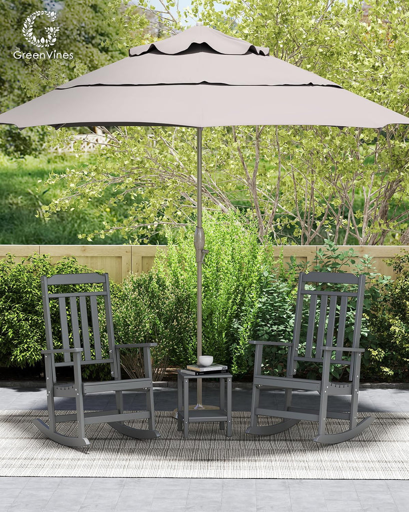 Classic Outdoor-Rocking-Chairs-Set-of-4, HDPE Rocker, Grey