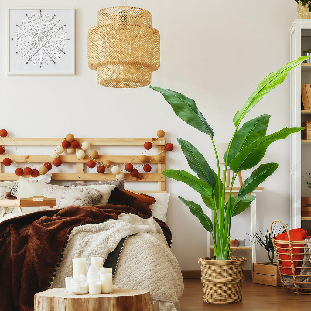 5.3FT Artificial Bird of Paradise Plant, Faux Artificial Trees, Tall Fake Realistic Tree, 10 Trunks Silk Leaf Plant