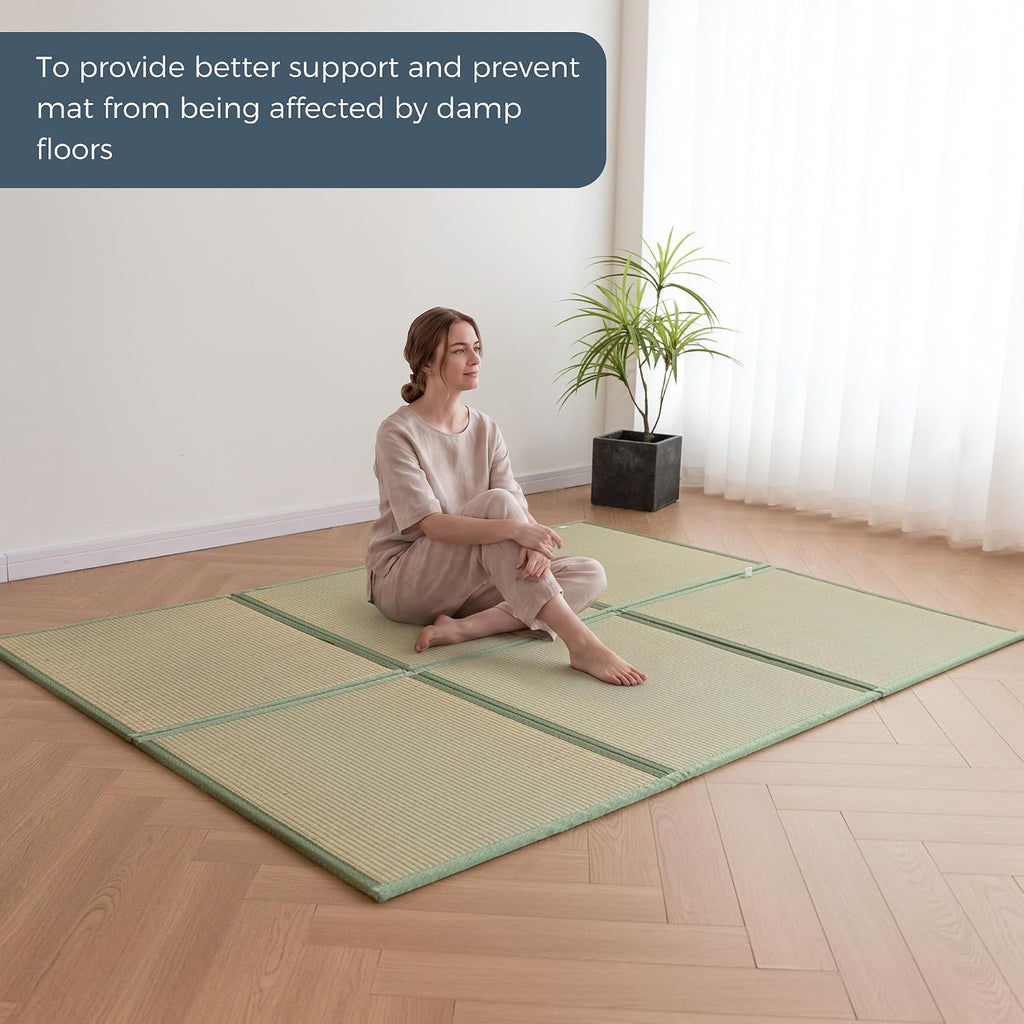 Japanese Tatami Mat, Rush Grass Portable Folding Mat 79"x60"x0.47"