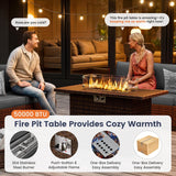 Furniture Set with Fire Pit Table, 8 Piece Sectional Sofas, All-Weather Wicker Conversation for Garden