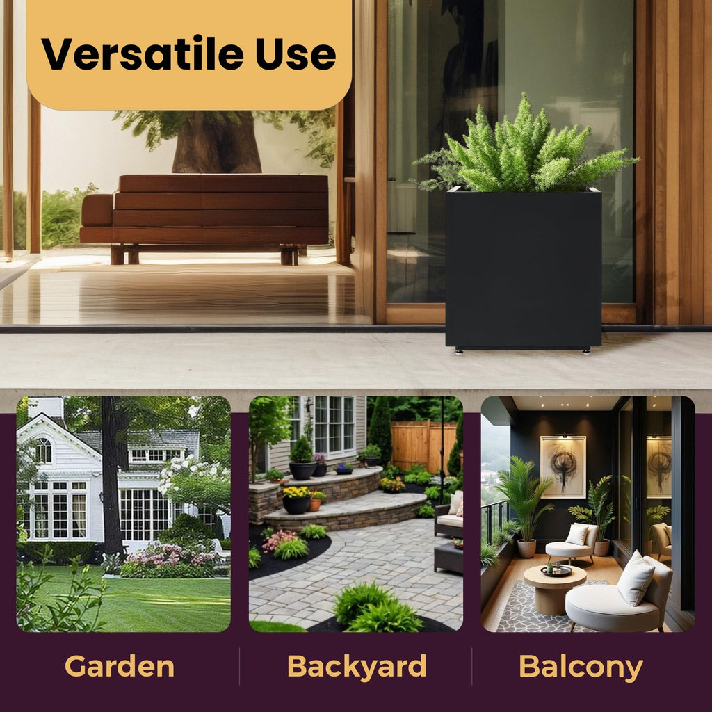 Large Cube Metal Outdoor Planter Box 20Wx20Dx21.5H