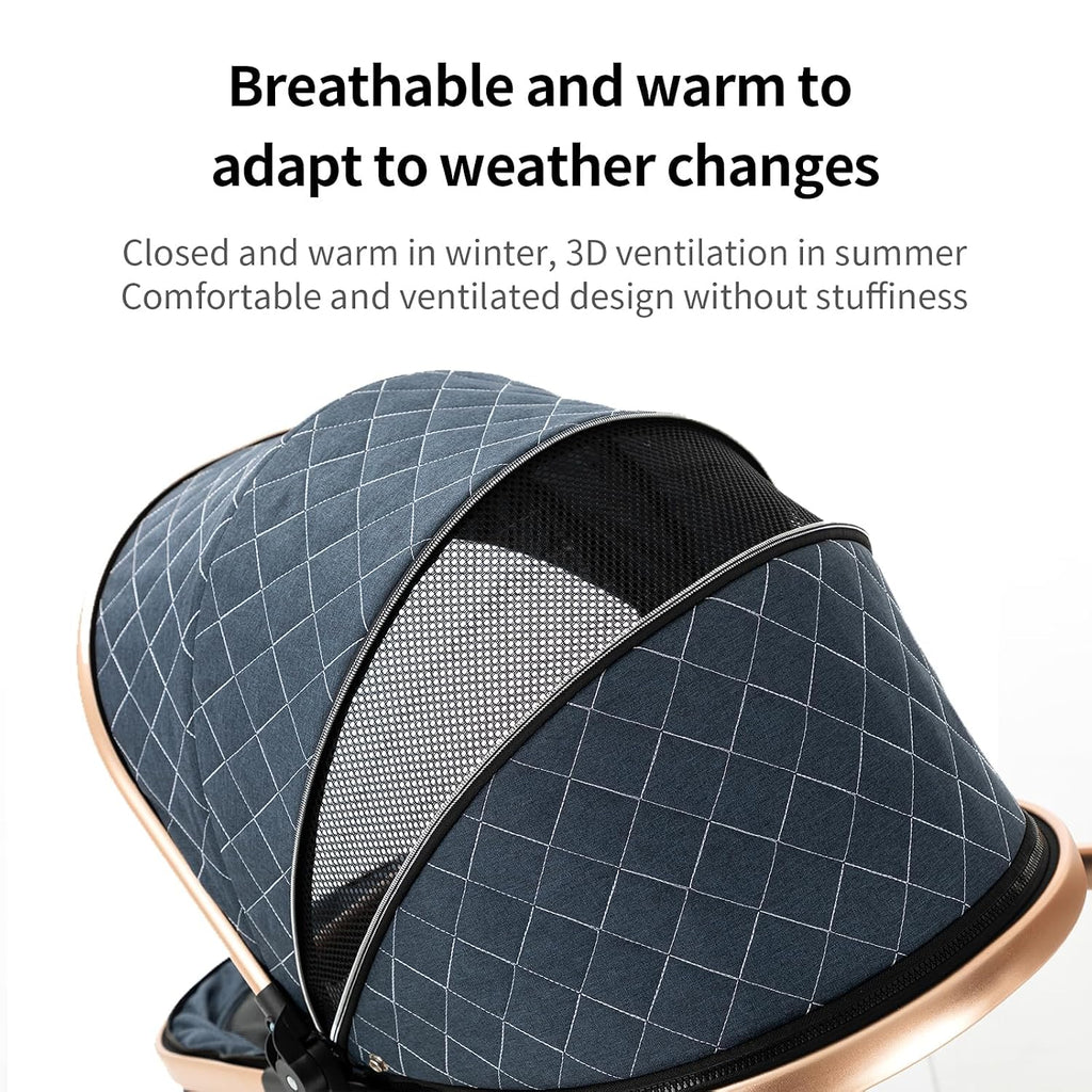 2 in 1 Baby Bassinet Stroller, Convertible Foldable Standard Stroller, Reversible Pushchair Infant Buggy Carriage