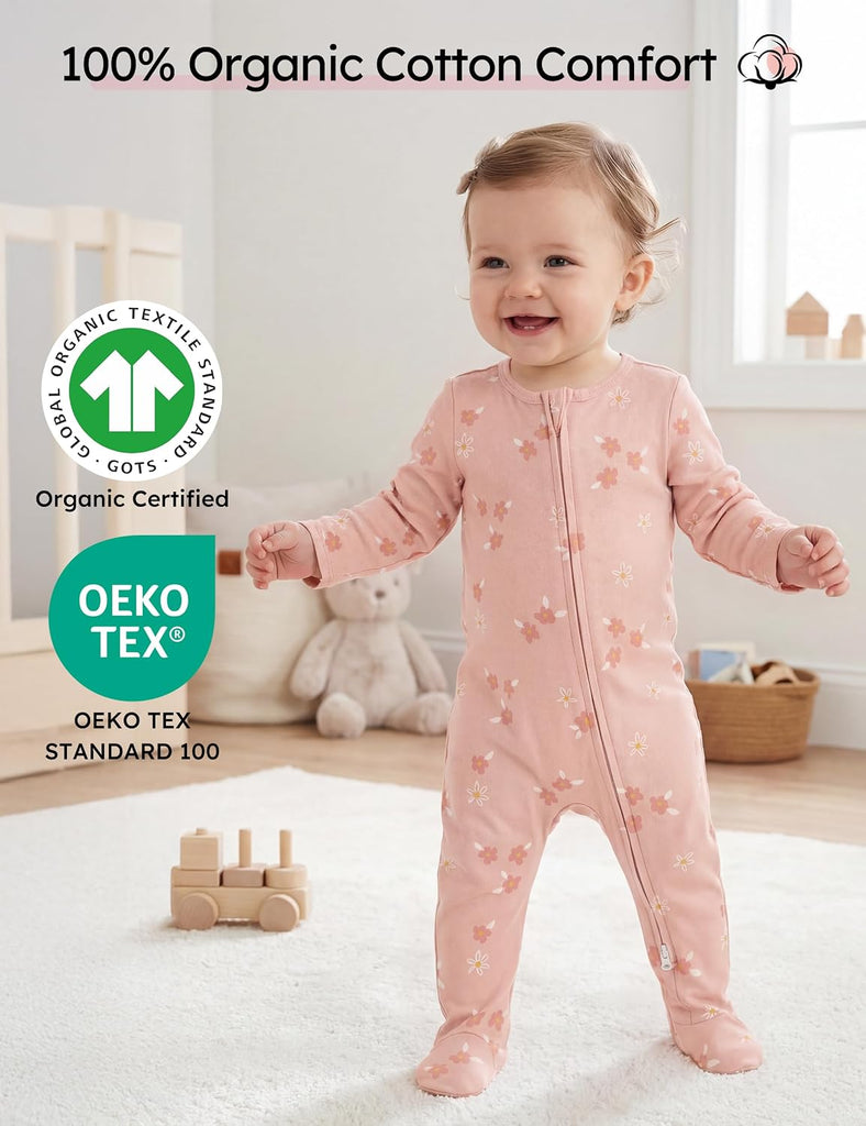 Baby Pajamas 100% Organic Cotton Sleepers Boy Girl Clothes