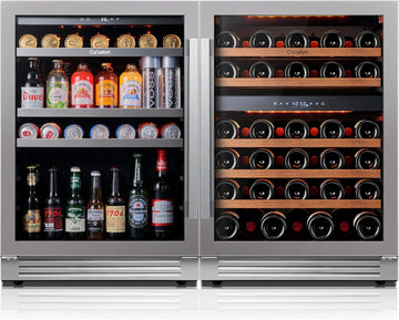 Wine Beverage Refrigerator Bundle - 48 Inch 34-65°F Drink Fridge Glass Door, 3 L