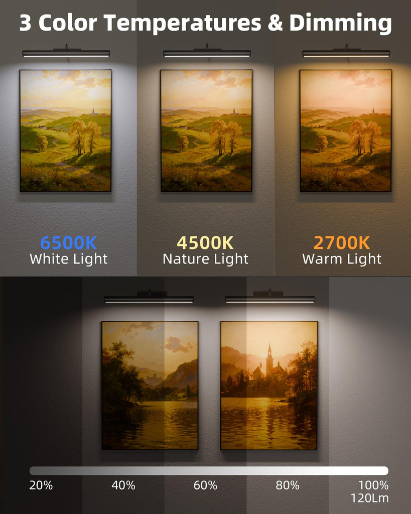 16in Picture Lights for Wall, 6000mAh Rechargeable Art Lights