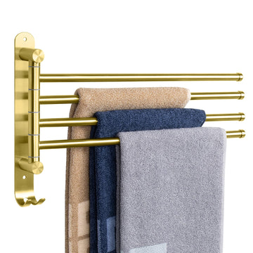 Swivel Towel Rack, 13.8" Thicken 304 Stainless Steel 4-Arm Towel Bar, Space Saving Wall Mounted Towel Holder with