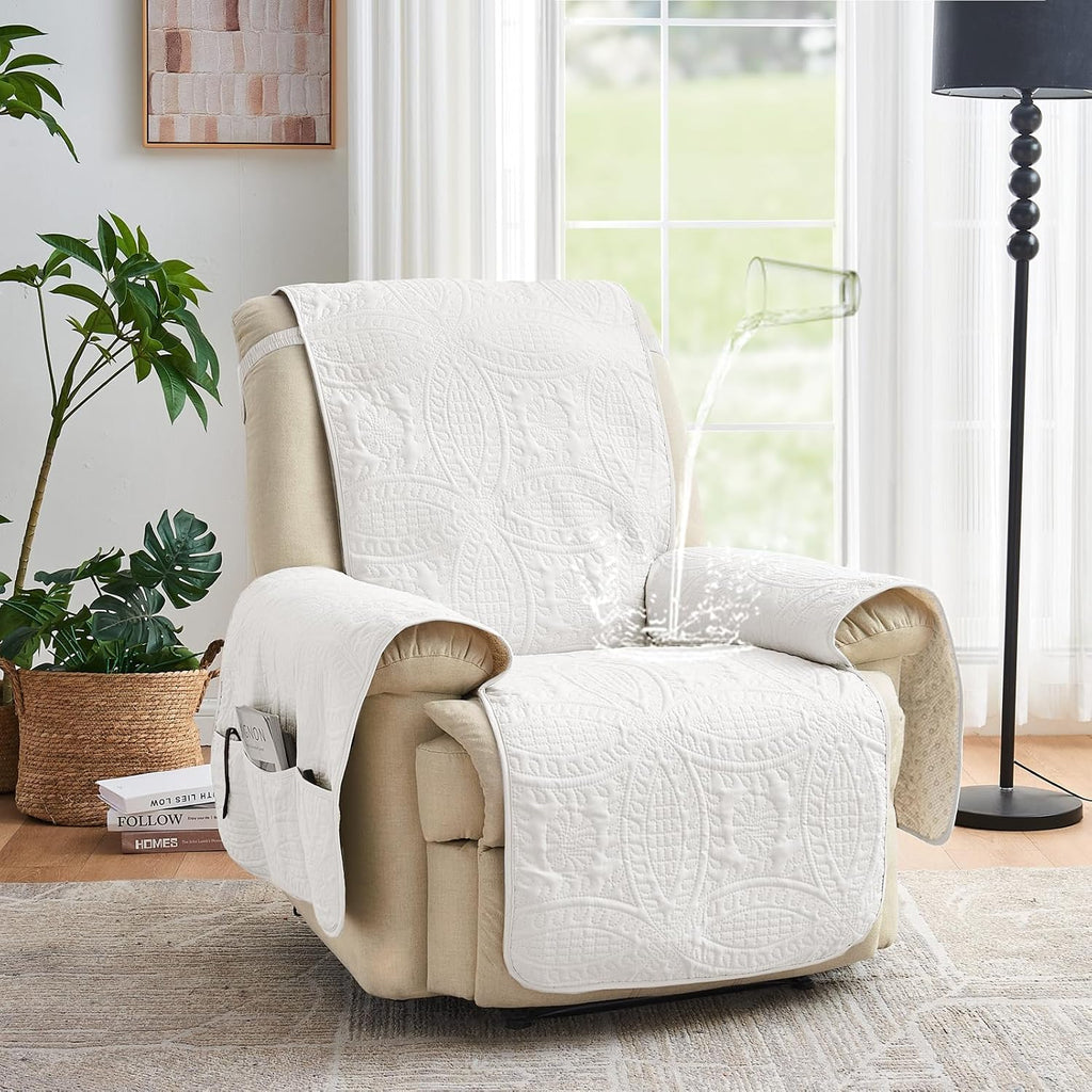 Quilted Recliner Chair Covers, Soft Lazy Boy Chair Covers, Water-Repellent Large Recliner Covers, Pet Friendly Chair