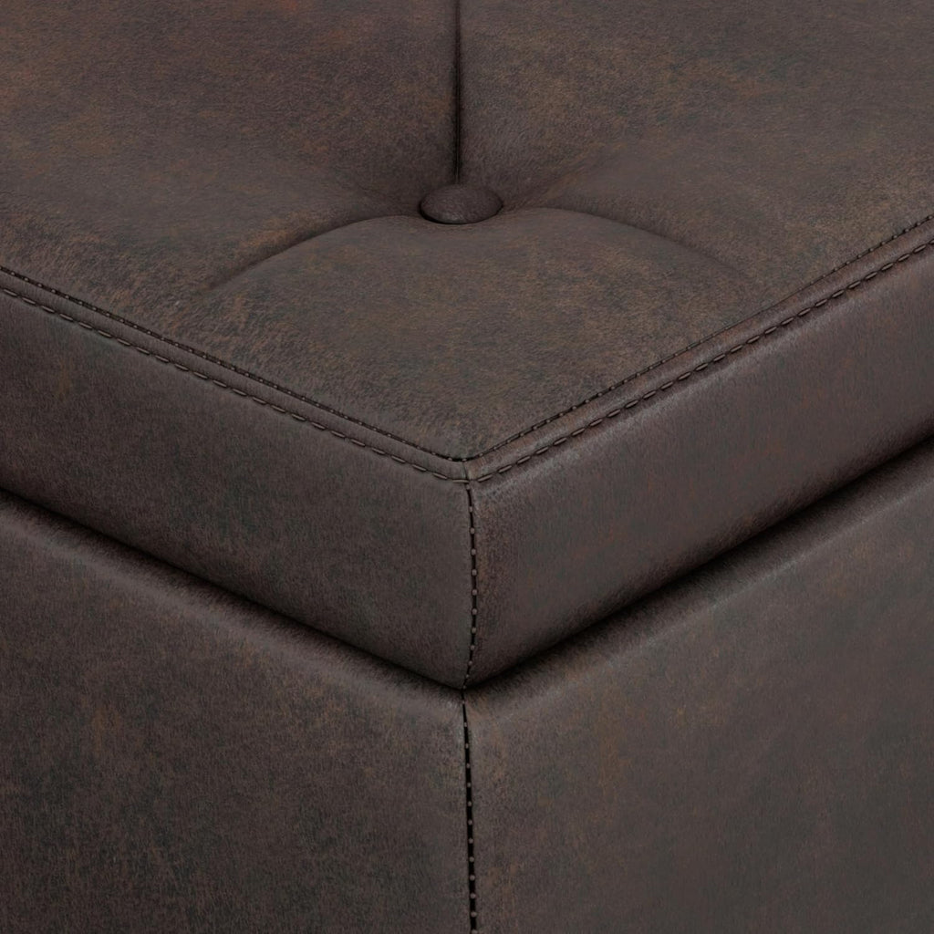 Kingsley 48" Wide Vegan Leather Storage Ottoman in Natural