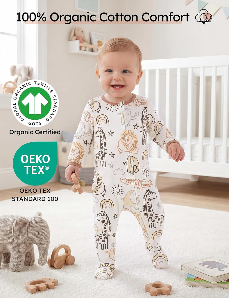 Baby Pajamas 100% Organic Cotton Sleepers Boy Girl Clothes
