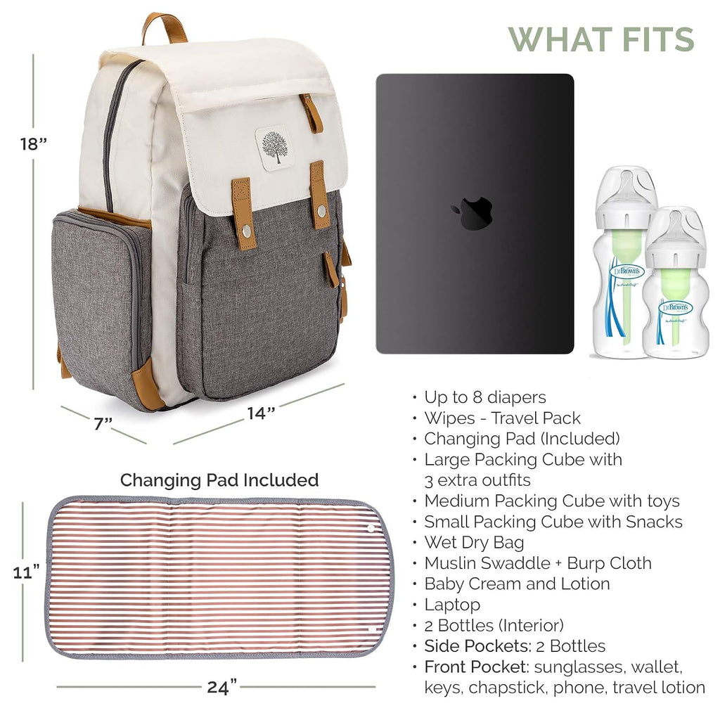 Diaper Bag Backpack with Changing Pad - Cream