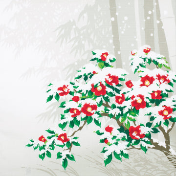 Furoshiki Wrapping Cloth Camellia Blanketed in Snow Motif Japanese Fabric 50cm