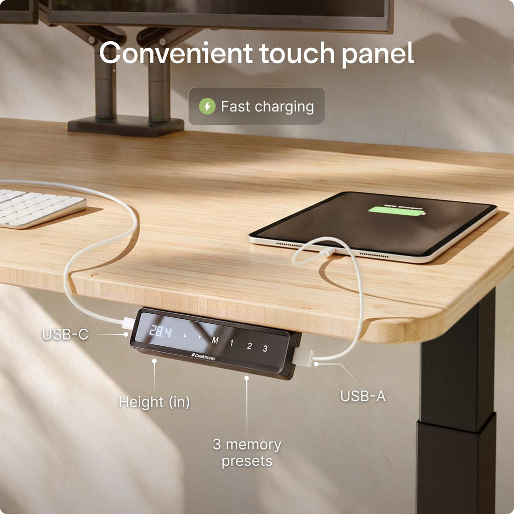 Height Adjustable Standing Desk Frame - Ergonomic Sit Stand Desk Frame, Electric Dual Motor, USB & USB-C Charging