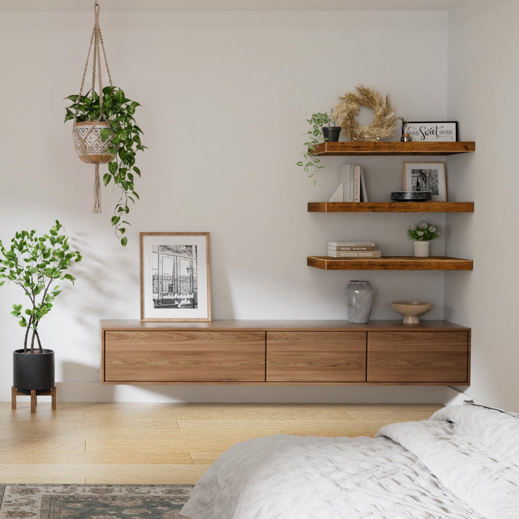 12" Deep Floating Shelves for Wall (Brown, Set of 3, 23.6" x 12")