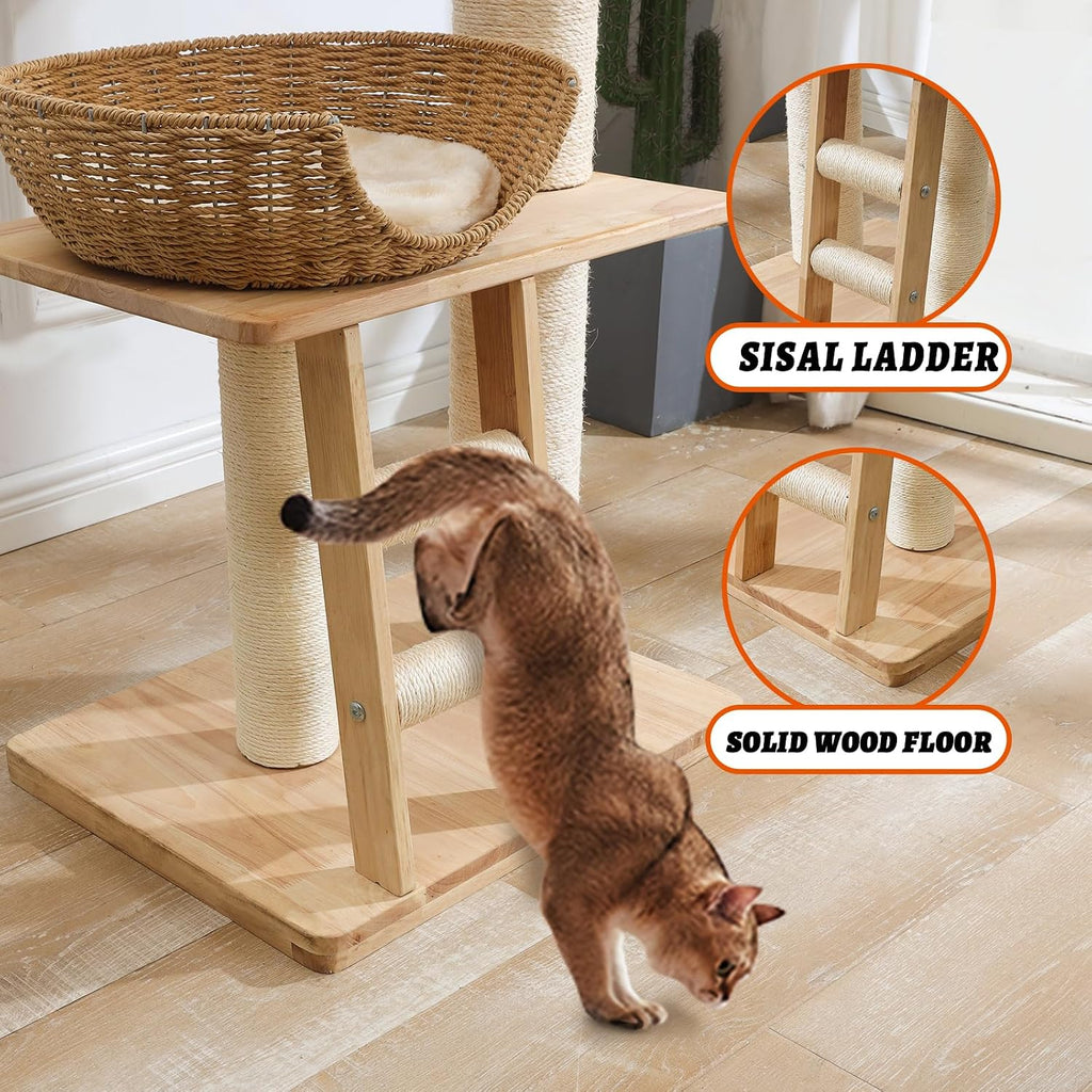 Floor to Ceiling Cat Tree, 77-105 in Corner Tower for Indoor Cats