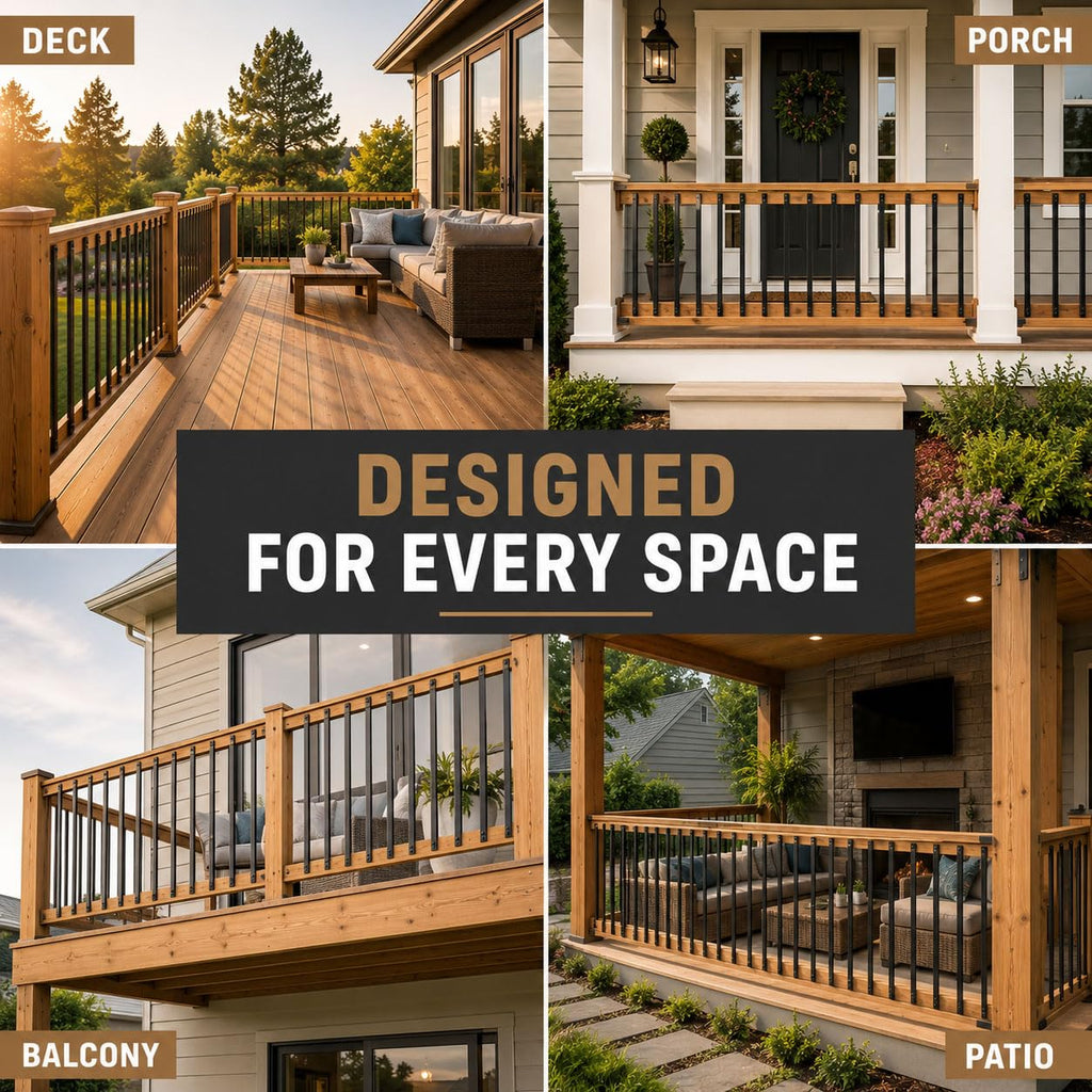 26 Pack 36" Solid Deck Balusters, Flat Straight Deck Railing Spindles