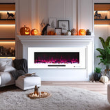 50 inch Electric Fireplace, Recessed & Wall Mounted Fireplace Heater with Remote Control and 750/1500W Thermostat