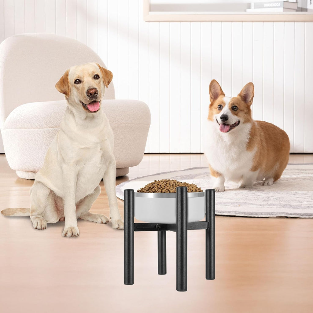 Lifted Dog Bowl Stand - Without Bowls, Single Raise Pet Food Table Adjustable Wide 6-10", Tall 8 10 12" - Bowl Stand