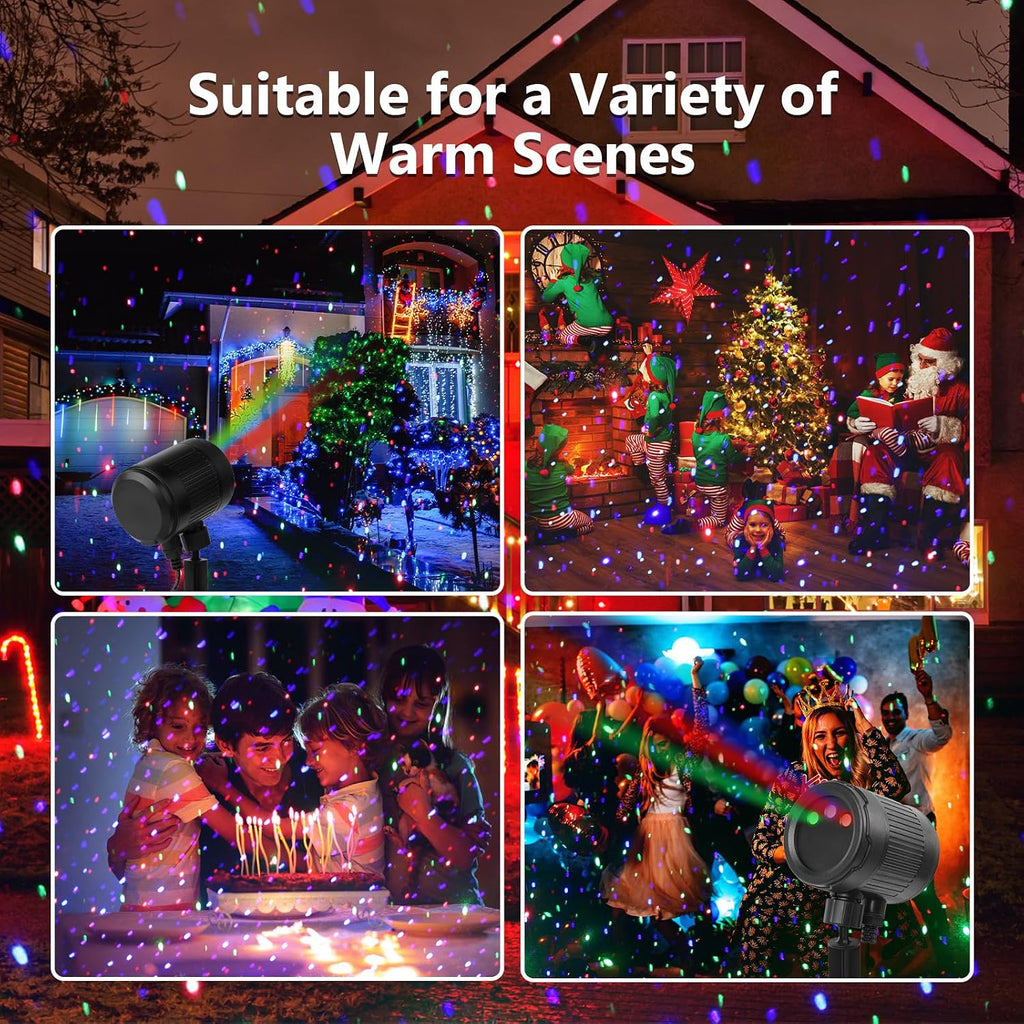 Laser Christmas Projector Lights Outdoor,3-Color (RGB) Wide Coverage Holiday Projector Lights with Timer and Memory