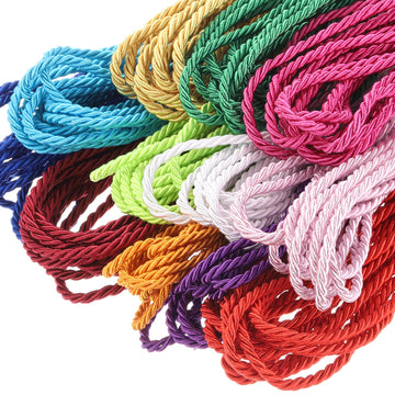 Twisted Cord Trim, 11 Yard 3mm 3-Ply Twine Braided Rope Shiny Thread String for Craft Gift Bag Curtain Christmas