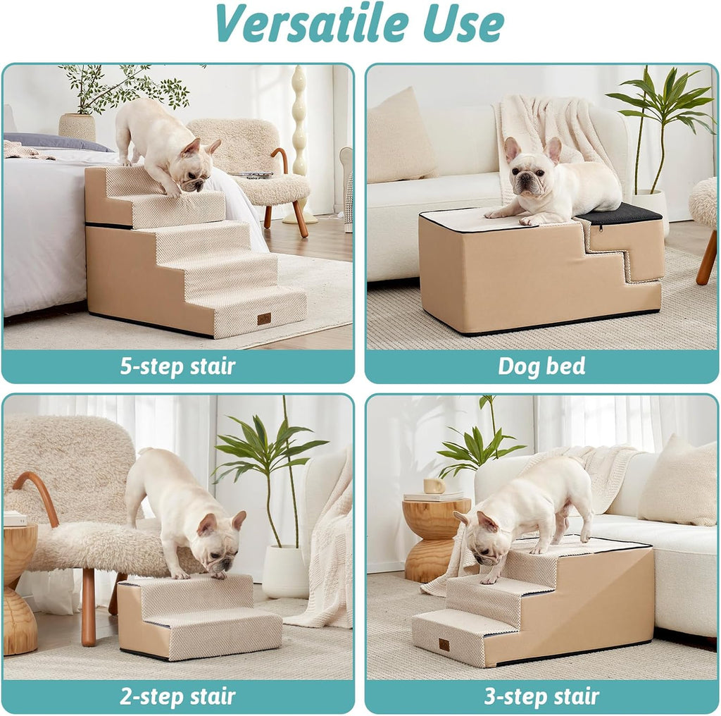 Dog Stairs for Small Dogs, 5 Step Pet Stairs for Beds & Couches