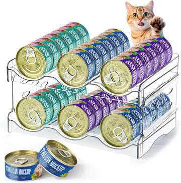 Cat Food Can Organizer 2-Tier Holds 36 Cans 3.5oz Clear