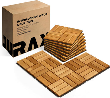 Premium Deck Tiles, 10 PCS 12x12 Outdoor Patio Floor Tiles, Waterproof Wood Flooring Tiles, Snap Tiles for Patio