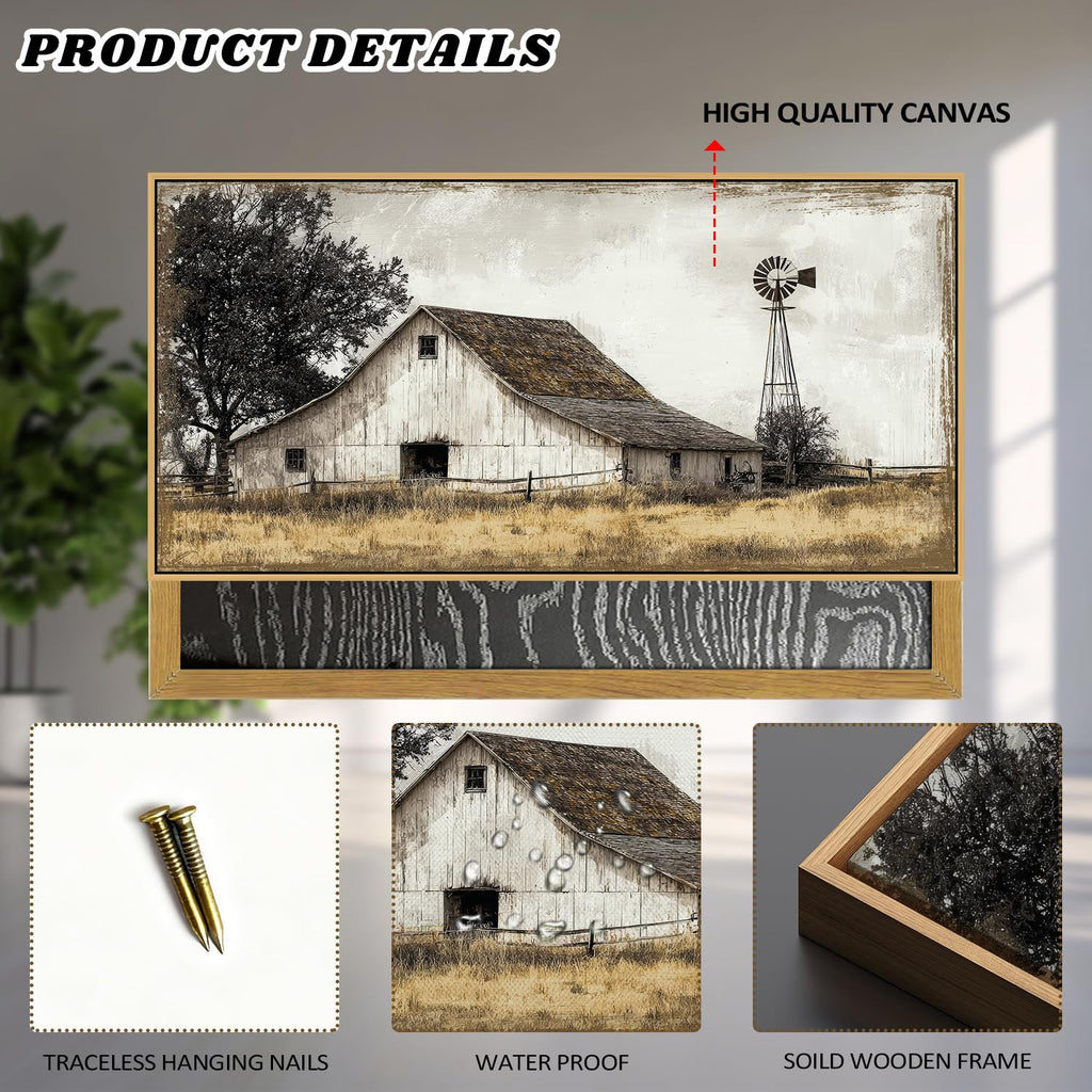 Rustic Farmhouse Wall Art Vintage Barn Windmill Canvas Prints Rural Country Painting Poster Western Landscape