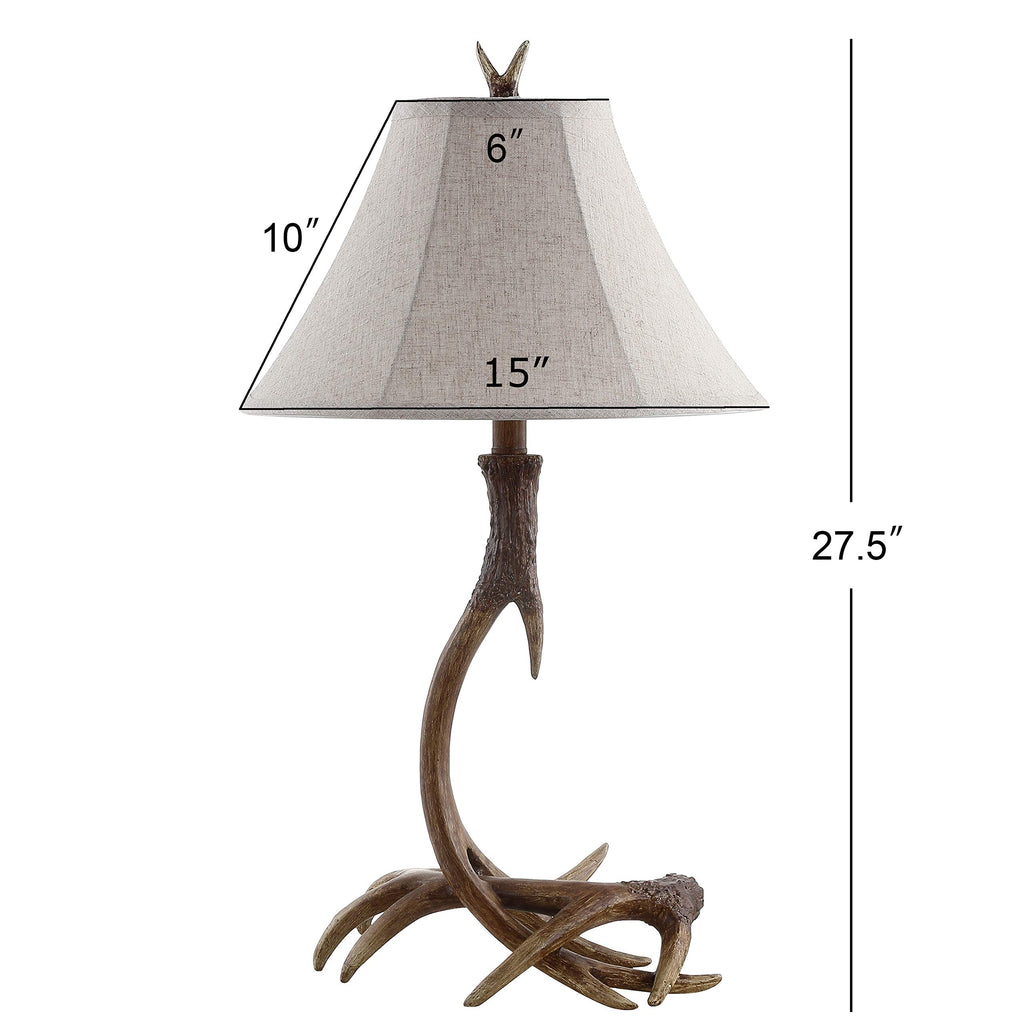 Antler Table Lamp Rustic Farmhouse Lodge 27.5" Resin, Brown