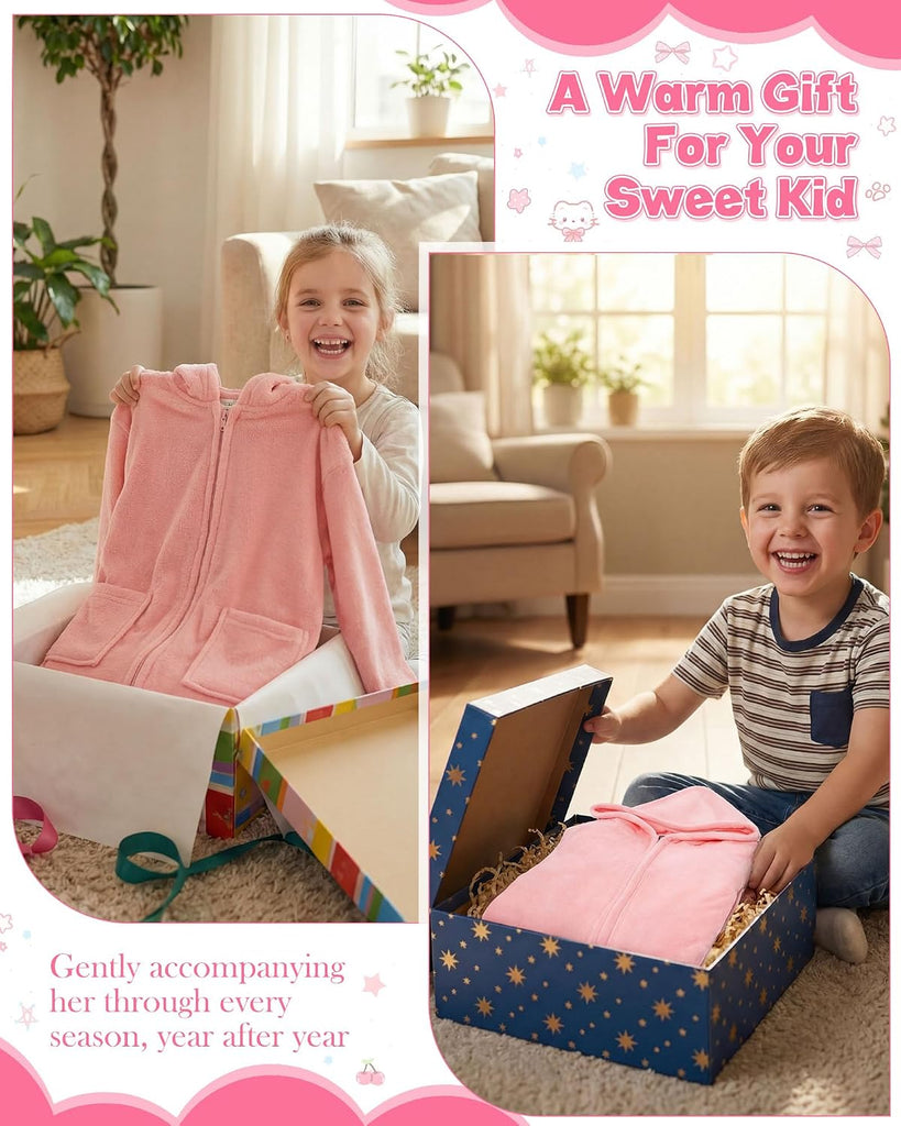 Kids Hooded Bath Towel, Soft Warm Zipper Swim Parka