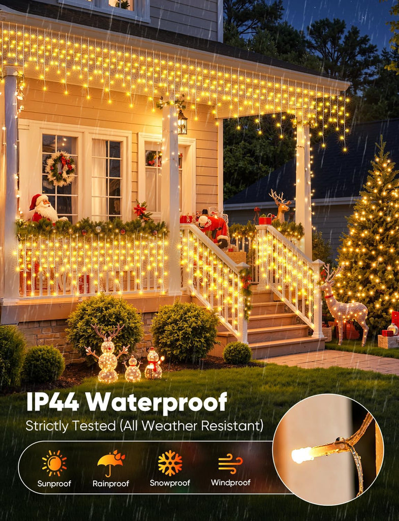 Icicle Lights for Outside, 40FT Icicle Christmas Lights Outdoor