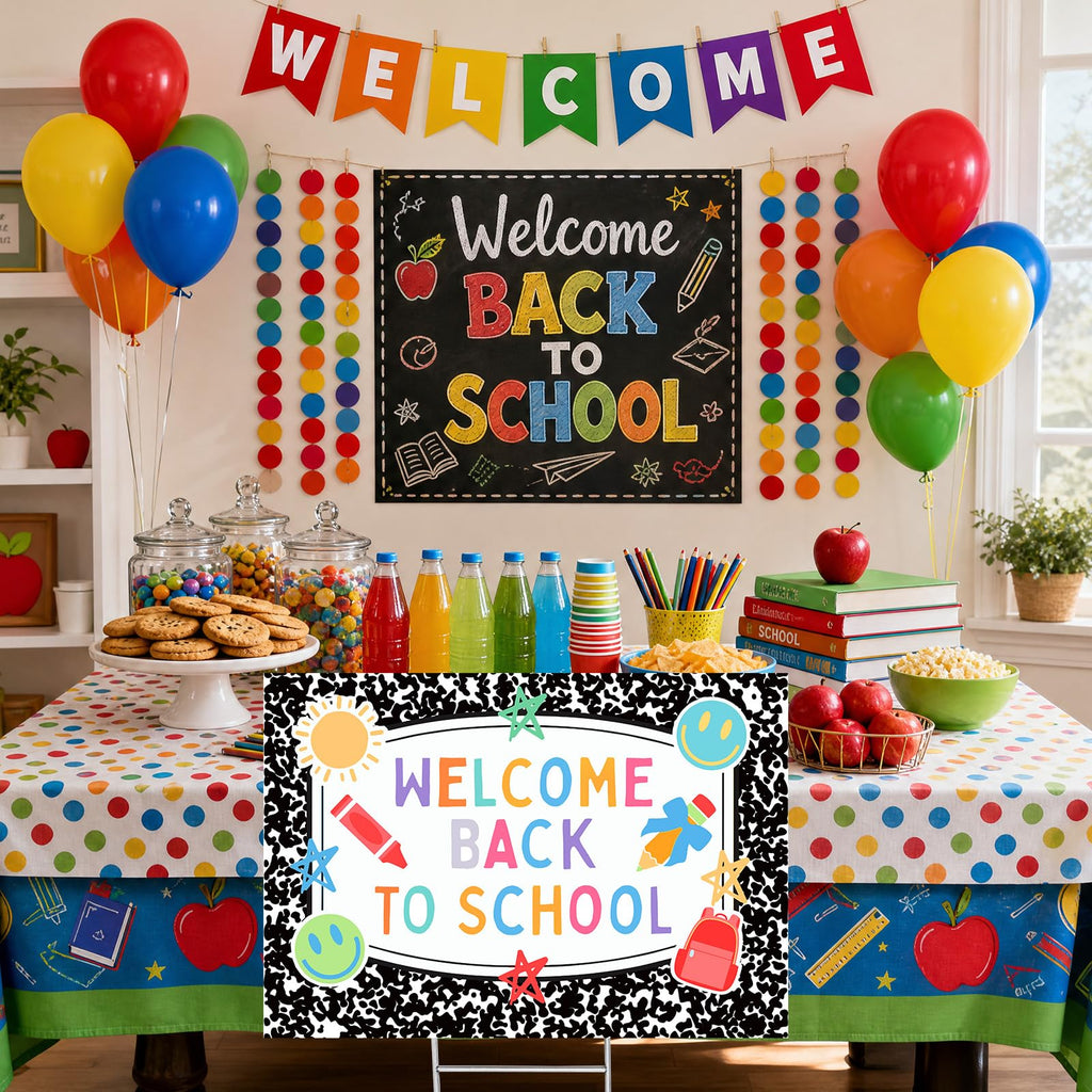 Back to School Yard Sign 31.5×22 Inch Large Welcome Back to School Lawn Sign with Stakes First Day of School Party