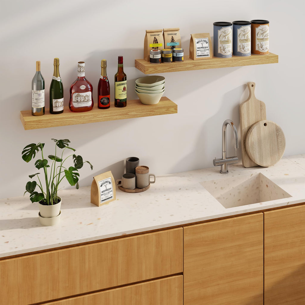 Floating Shelves for Wall, 36Inch Floating Shelves Set of 2, Hanging Shelf with Invisible Brackets, Bathroom Shelves