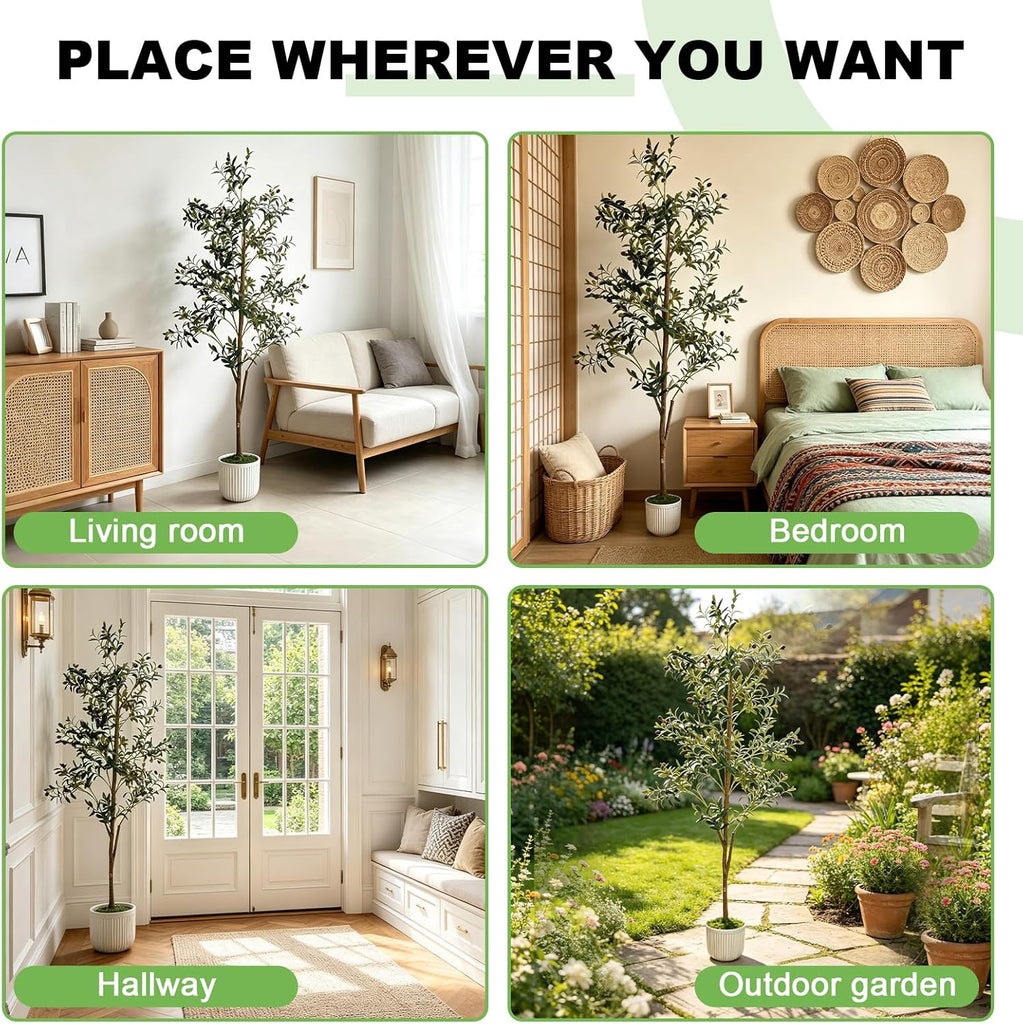 6FT Artificial Olive Tree Indoor Faux Olive Trees with Flower Pot Panda Toy